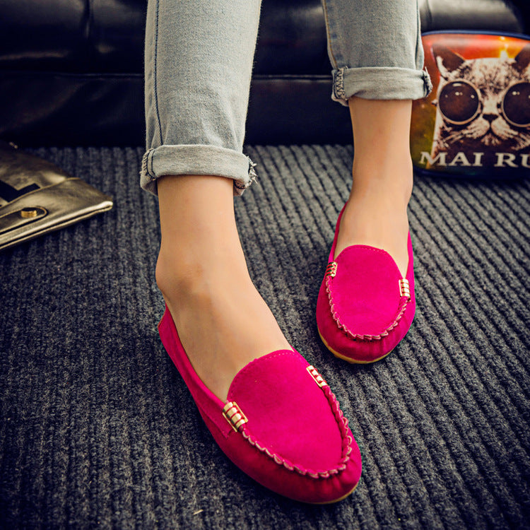 Women's Round-Toe Slip-On Flats | PU Leather Casual Pea Shoes