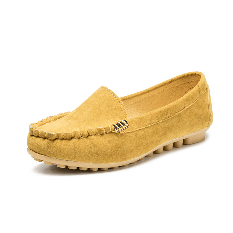 Women's Round-Toe Slip-On Flats | PU Leather Casual Pea Shoes