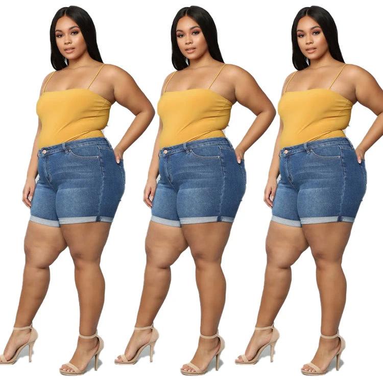 Women's Plus Size Stretch Denim Shorts