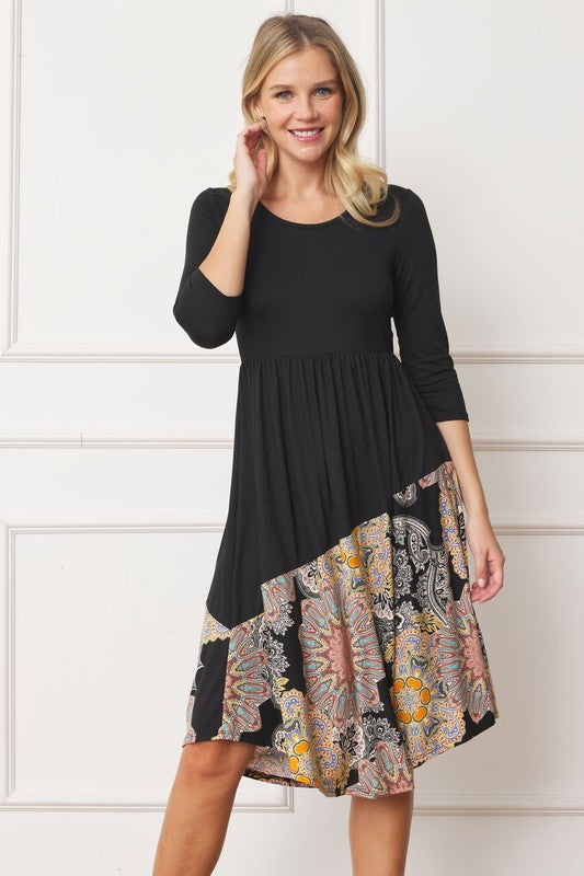 Asymmetrical Accent Midi Dress See size chart under “more details”