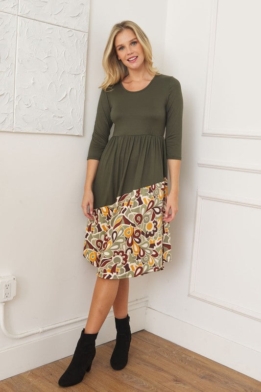Asymmetrical Accent Midi Dress See size chart under “more details”