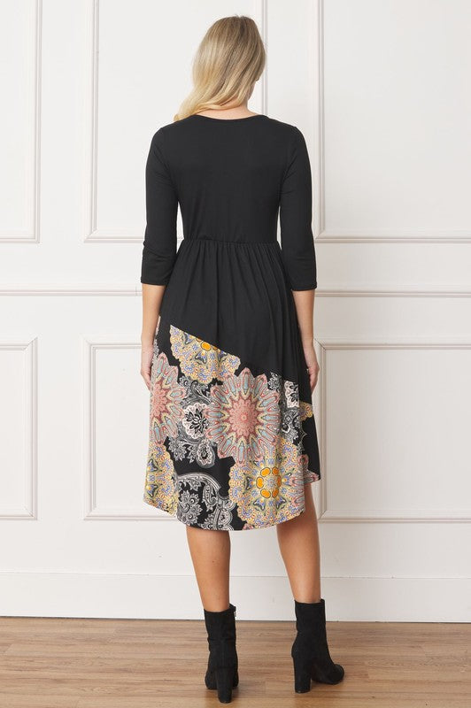 Asymmetrical Accent Midi Dress See size chart under “more details”