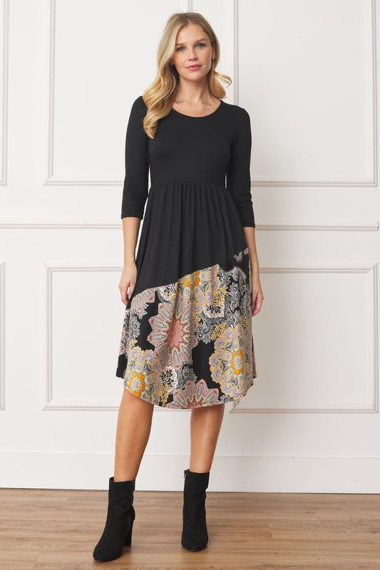 Asymmetrical Accent Midi Dress See size chart under “more details”