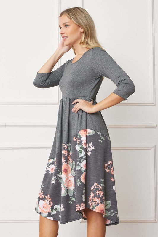 Asymmetrical Accent Midi Dress See size chart under “more details”