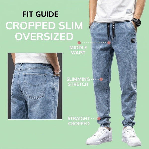 Cropped Oversized Slimming Jeans for Men