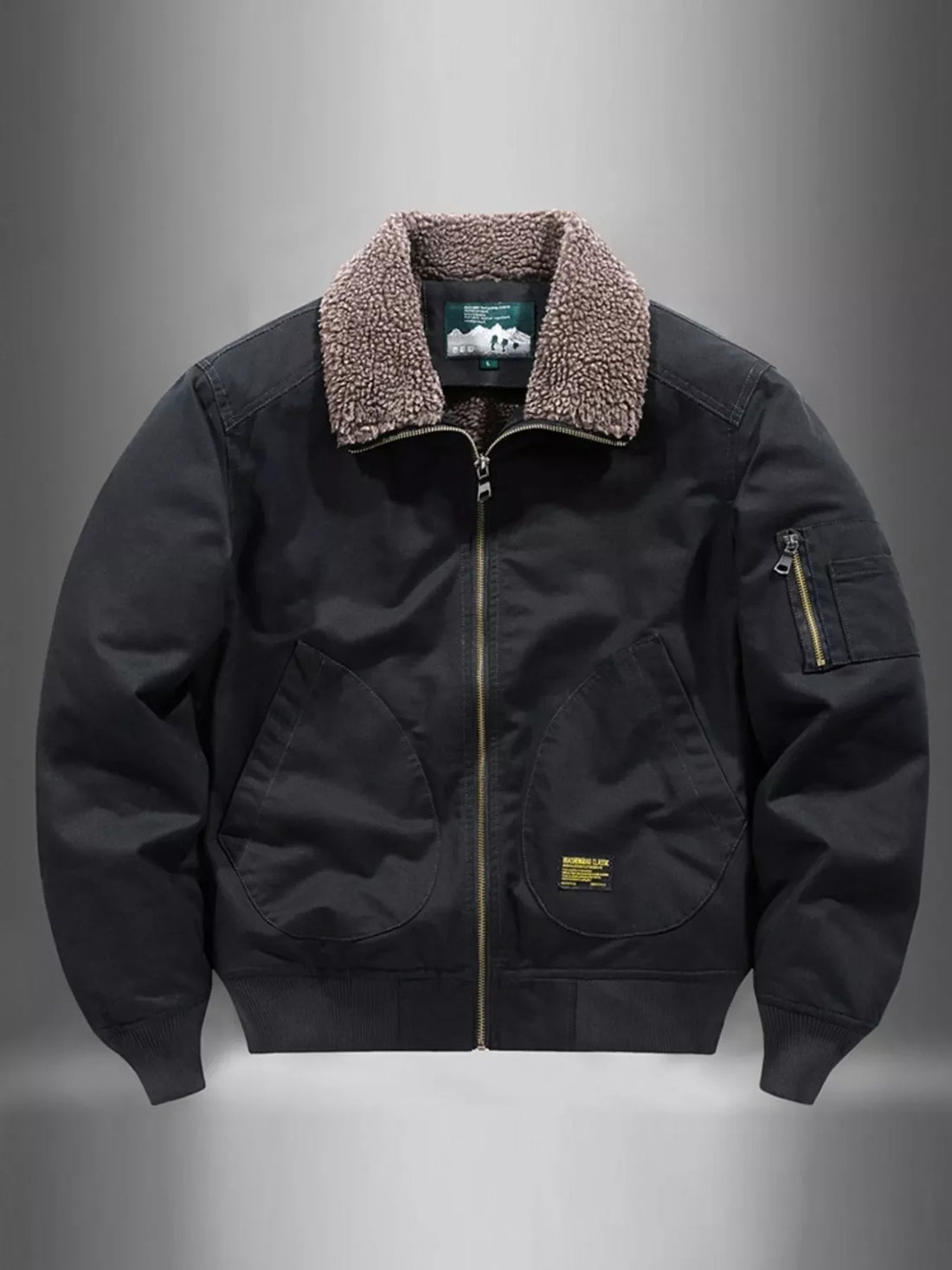 Men's Plus Size Zip Up Fur Collar Jacket