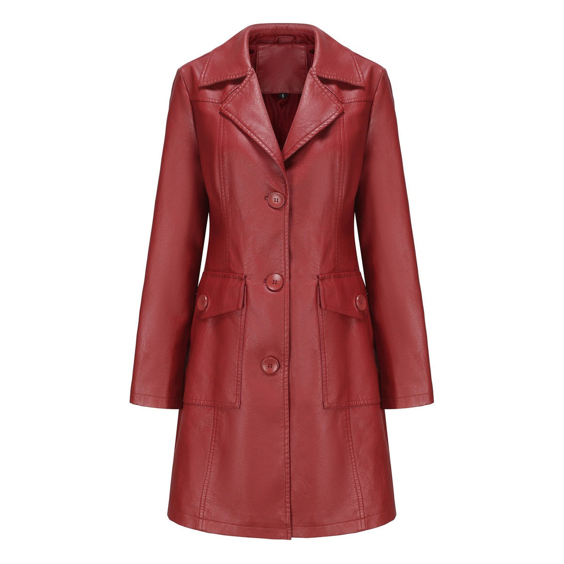 Women’s Long Leather Trench Coat – Fashion Outerwear