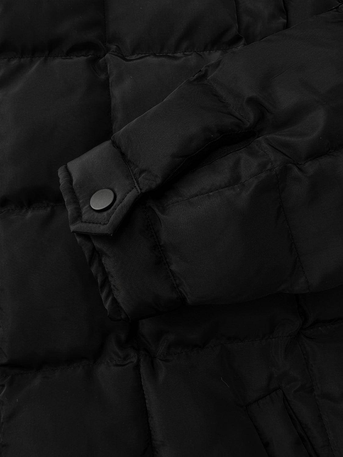 Pocketed Plaid Quilted Zip Up Winter Coat for Women