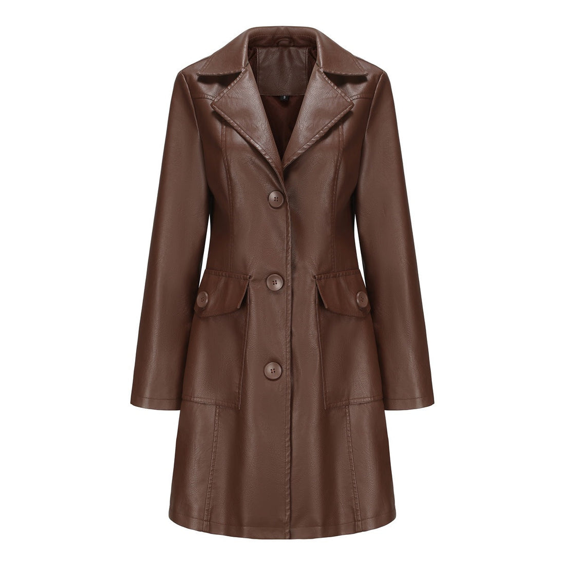 Women’s Long Leather Trench Coat – Fashion Outerwear