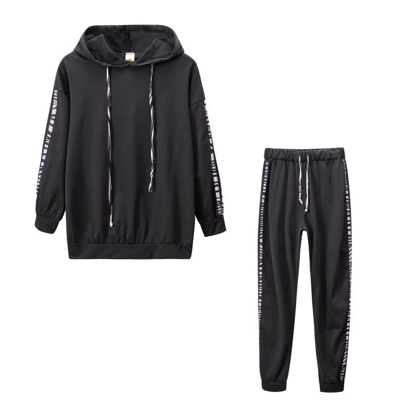 Solid Color Striped Casual Hoodie Two-piece Set See size chart under “more details”
