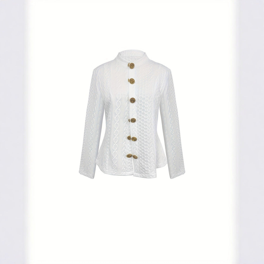 Women’s Textured Stand Collar Jacket – Solid Color