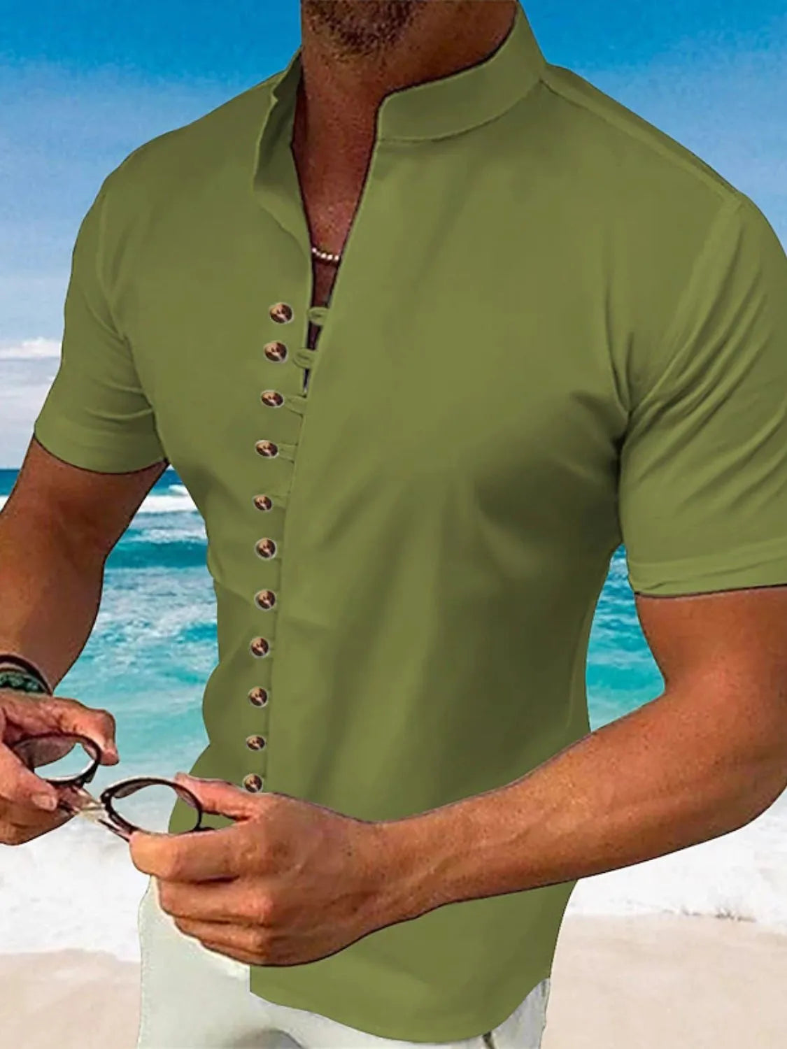 Men's Full Size Button Up Short Sleeve Shirt Plus Size