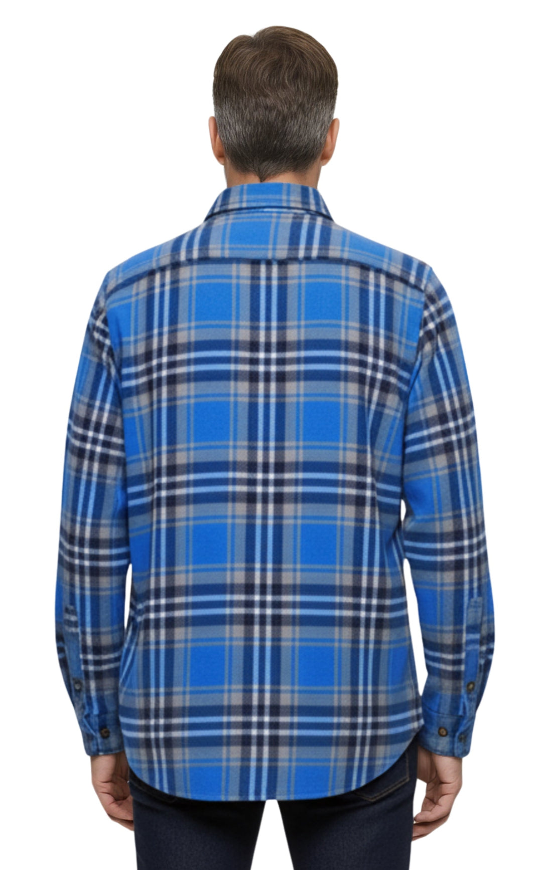 Men's Heathered Fleece Overshirt with Chest Pockets — Button Front