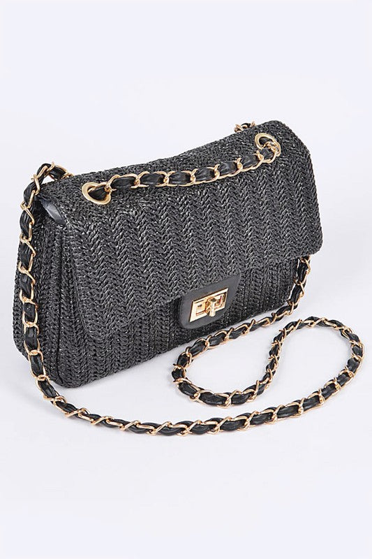 Fashion Shoulder Bag Faux Straw Casual Chic Trendy Accessory