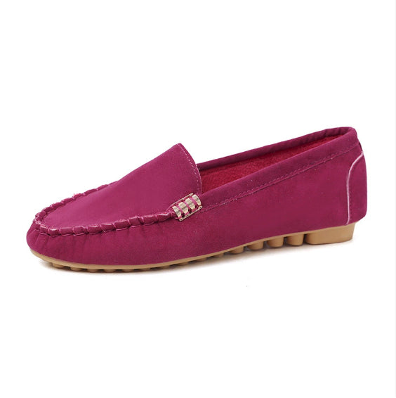 Women's Round-Toe Slip-On Flats | PU Leather Casual Pea Shoes
