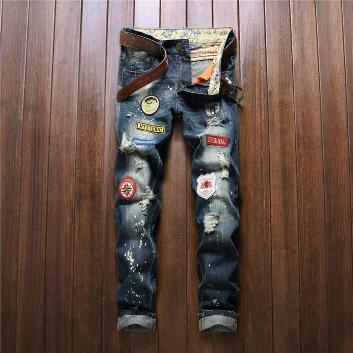 distressed street style pants, contemporary denim wear