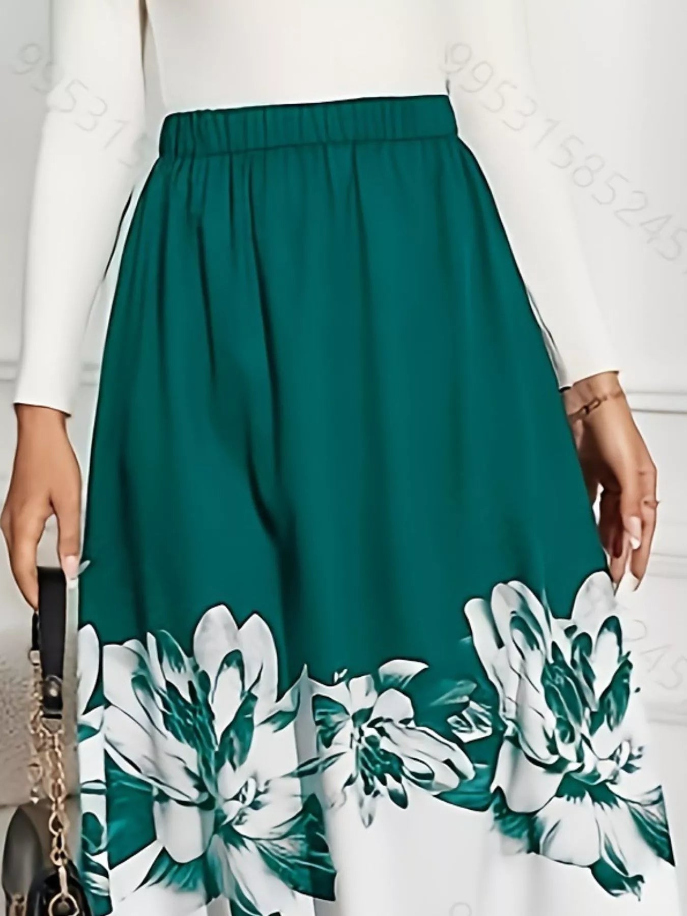 Women's Floral Print A-Line Midi Skirt