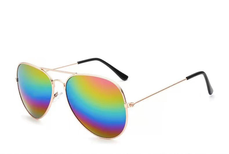 Unisex Aviator Reflective Colorful Sunglasses Classic Pilot Style