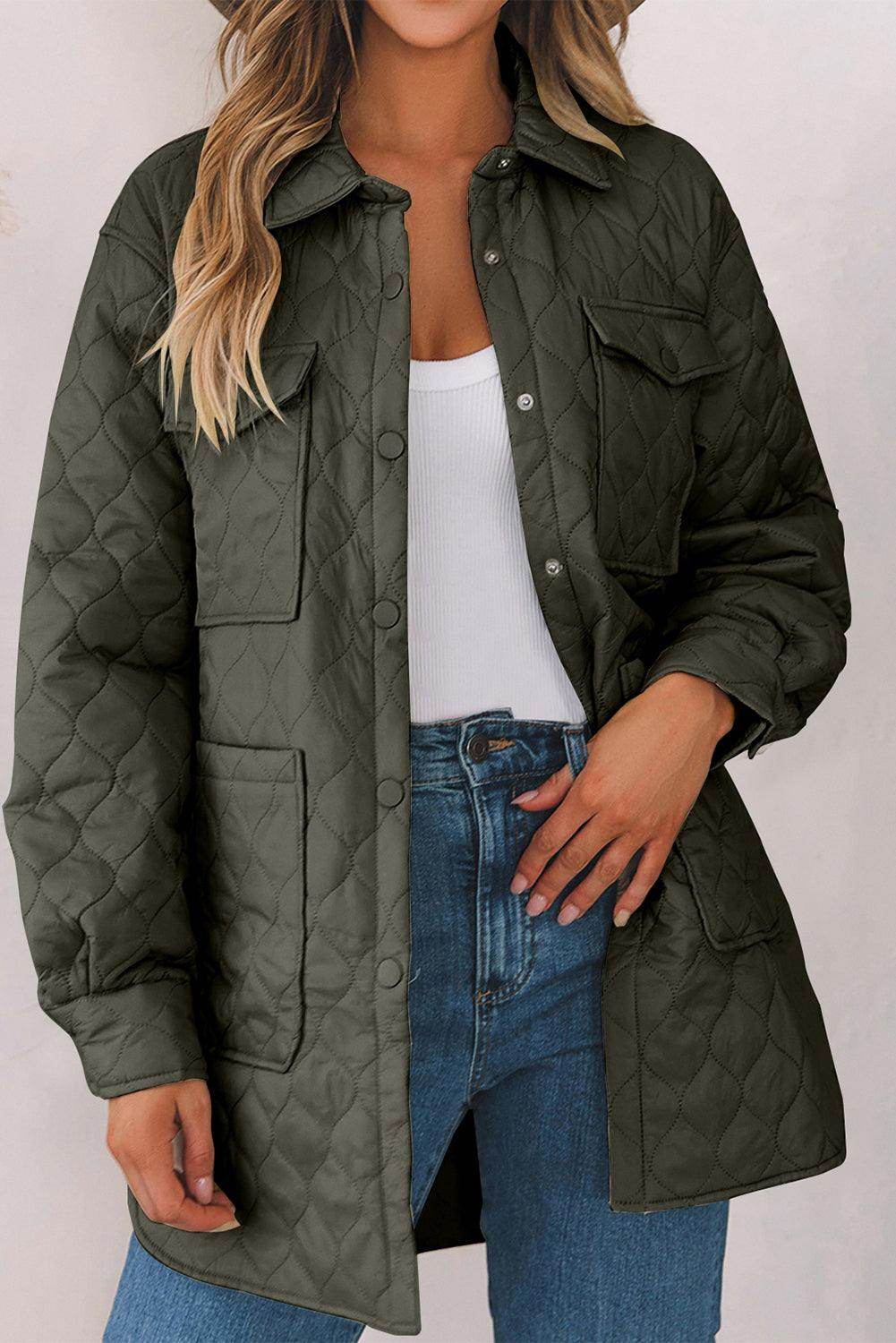 Snap Down Collared Winter Coat for Stylish Warmth