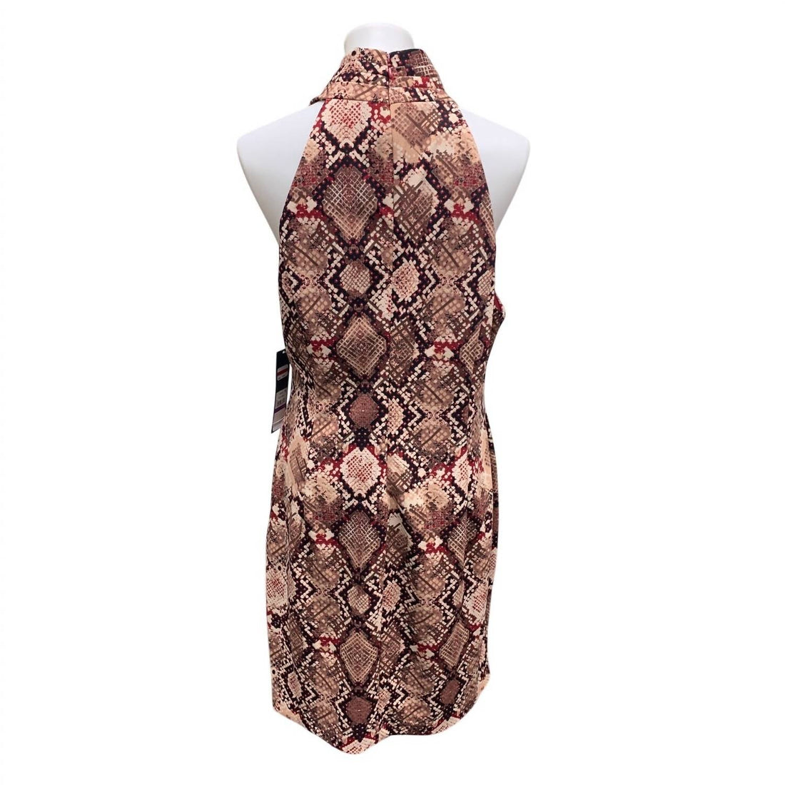 Women's Snake Skin Print Sleeveless Crossover Sheath Dress