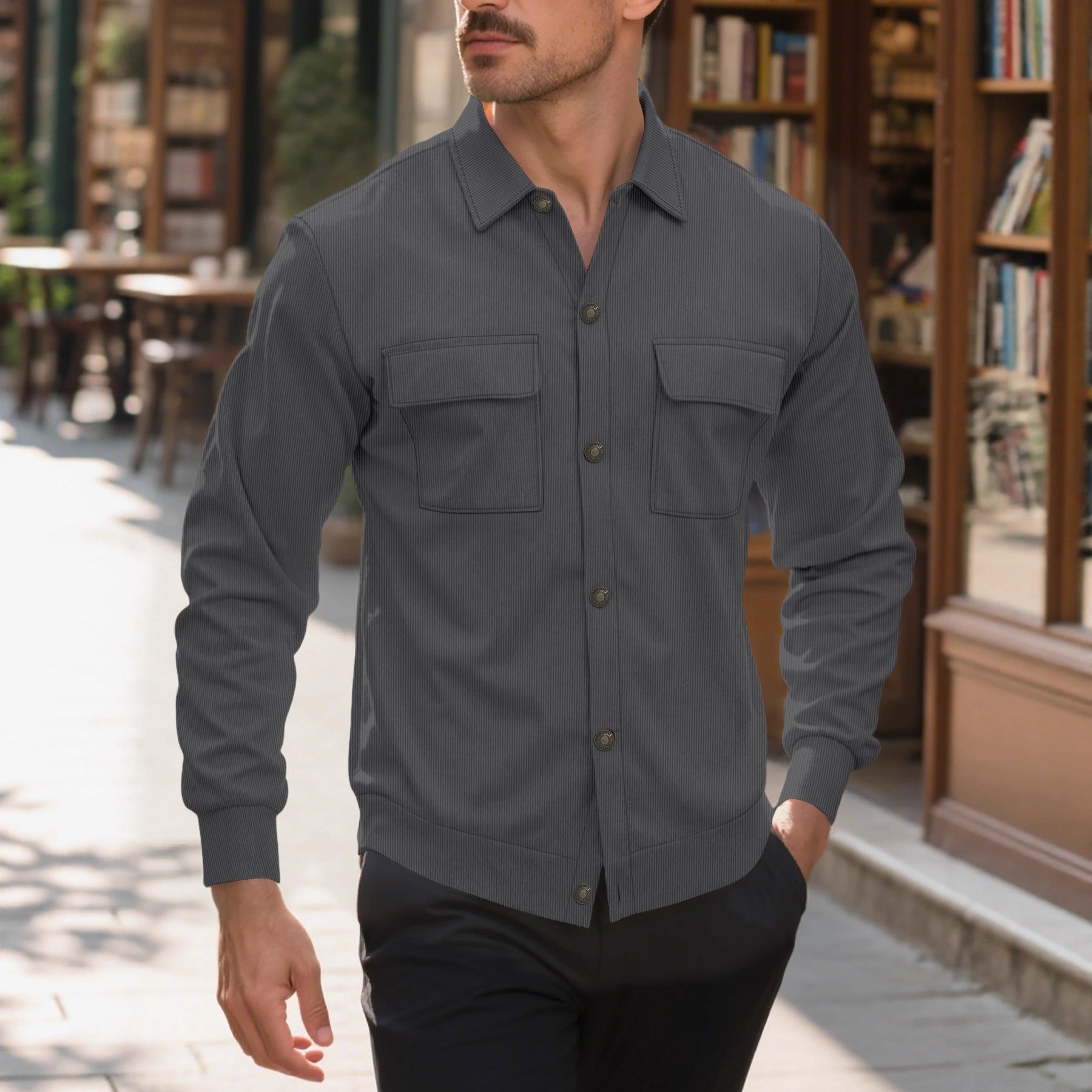 Men's Corduroy Shirt Pocket Coat