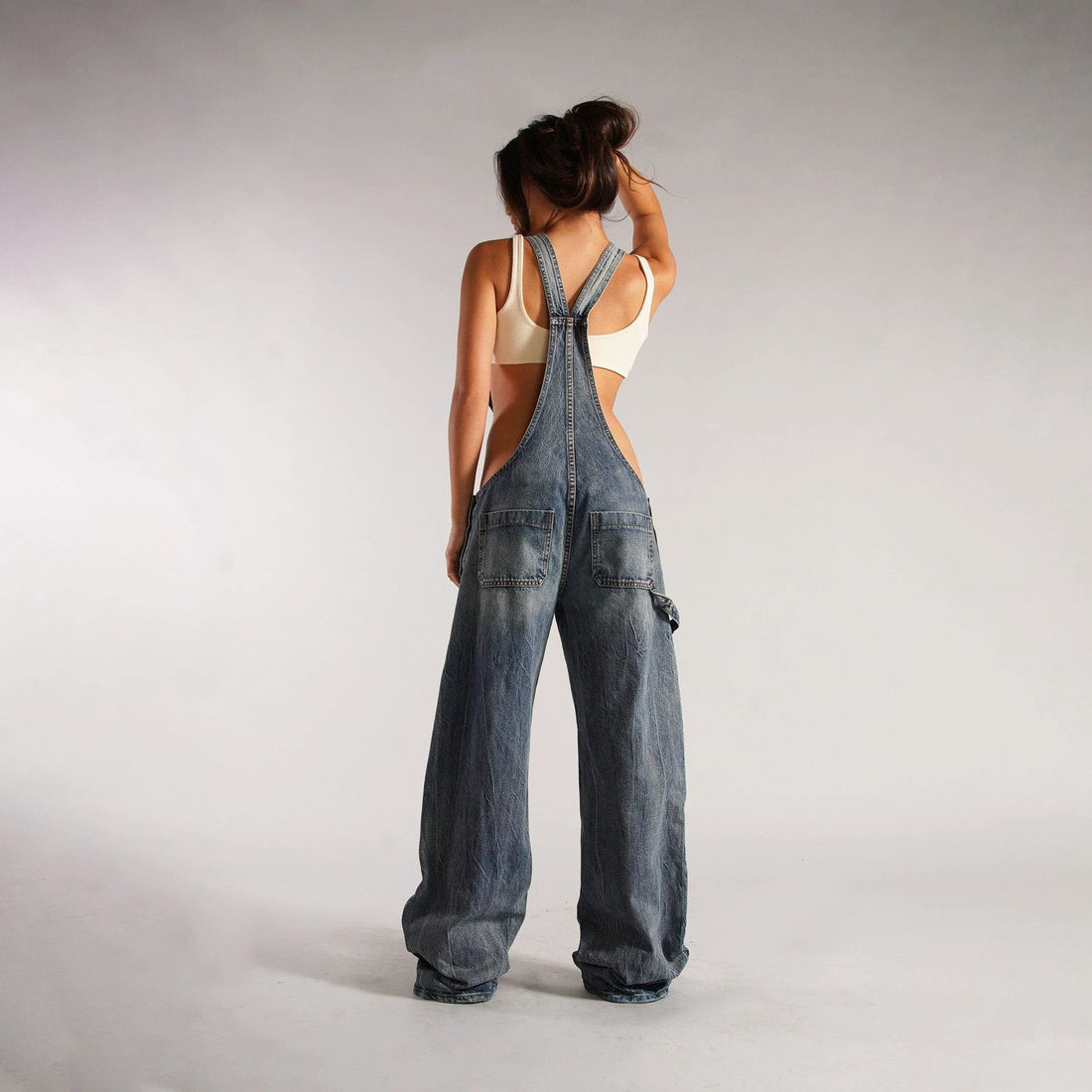 Y2K Denim Overalls - Zipper Suspender Jumpsuit Streetwear