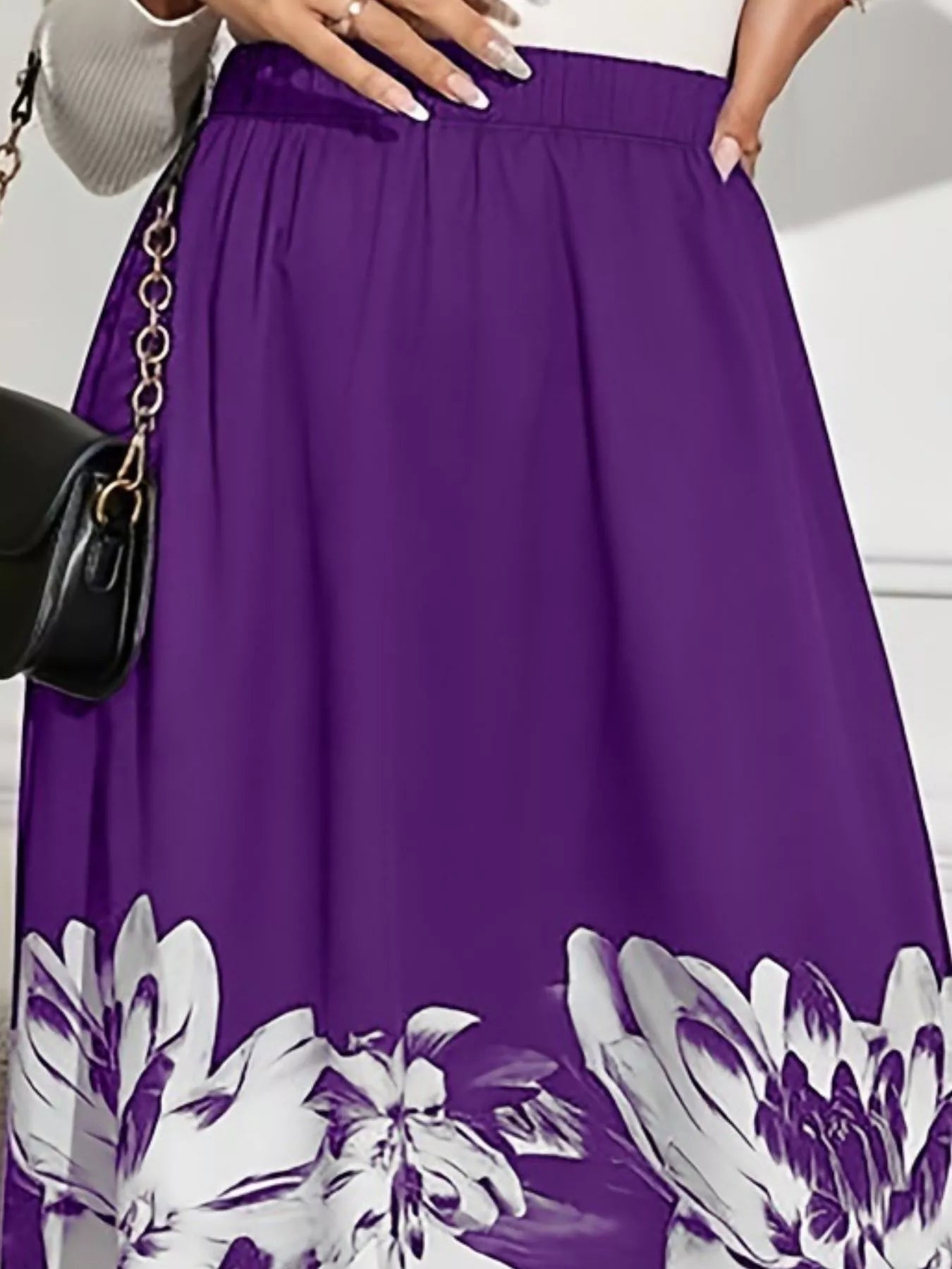 Women's Floral Print A-Line Midi Skirt