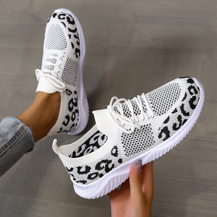Leopard Print Lace-Up Sneakers