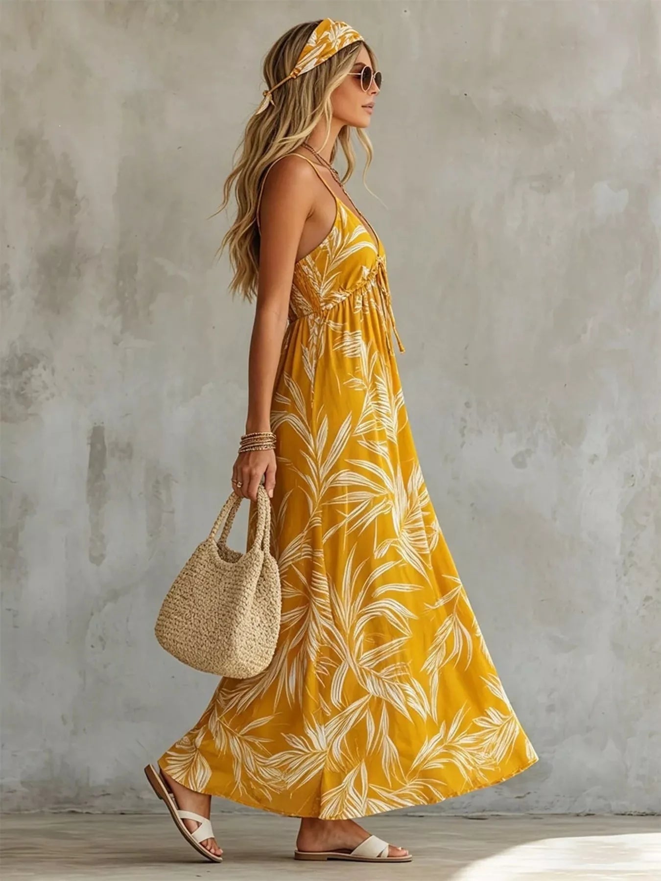 Women's Full Size Printed Spaghetti Strap Maxi Dress Plus Size