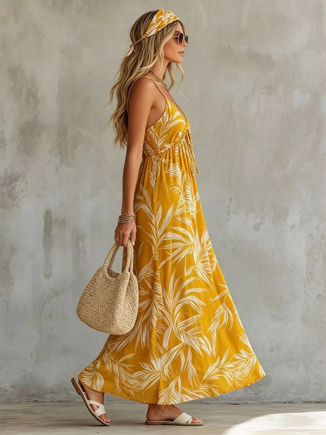 Women's Full Size Printed Spaghetti Strap Maxi Dress Plus Size