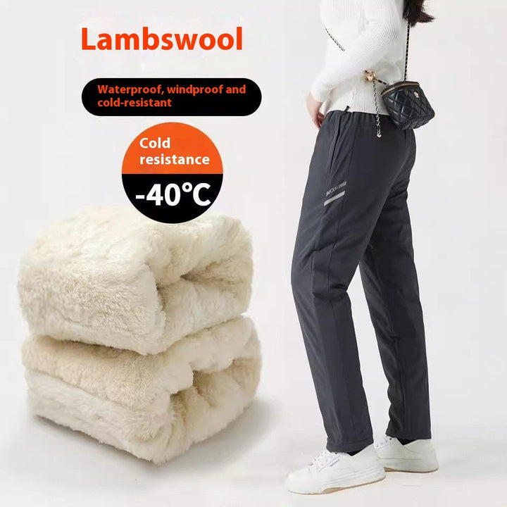 Tactical Pants Men's And Women's Waterproof Windproof Thick Cotton-padded Trousers Cold-proof Lambswool