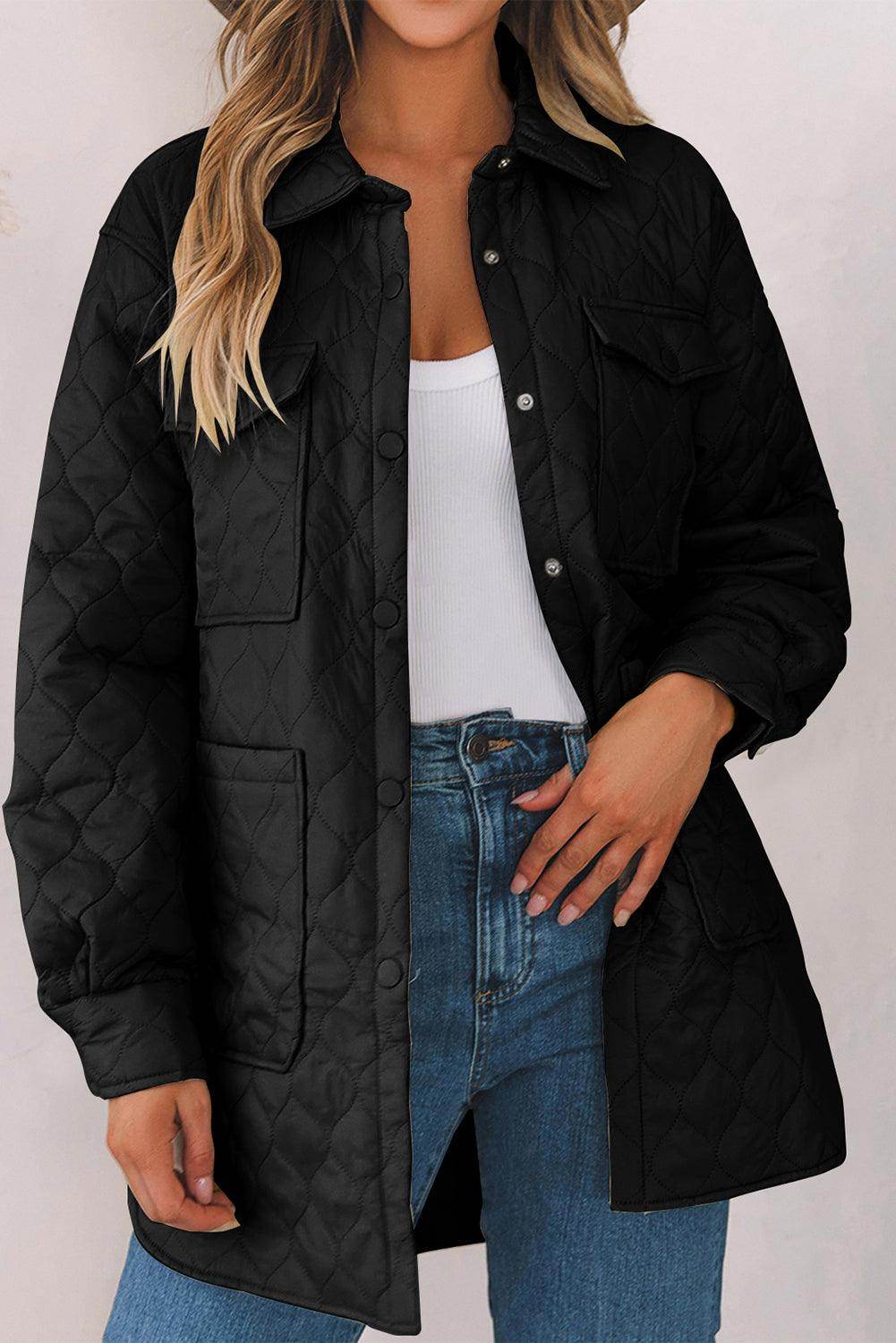 Snap Down Collared Winter Coat for Stylish Warmth