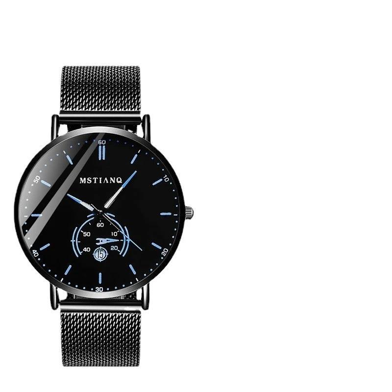 Stylish Black Technology Belt Refined Steel Casual Calendar Watch