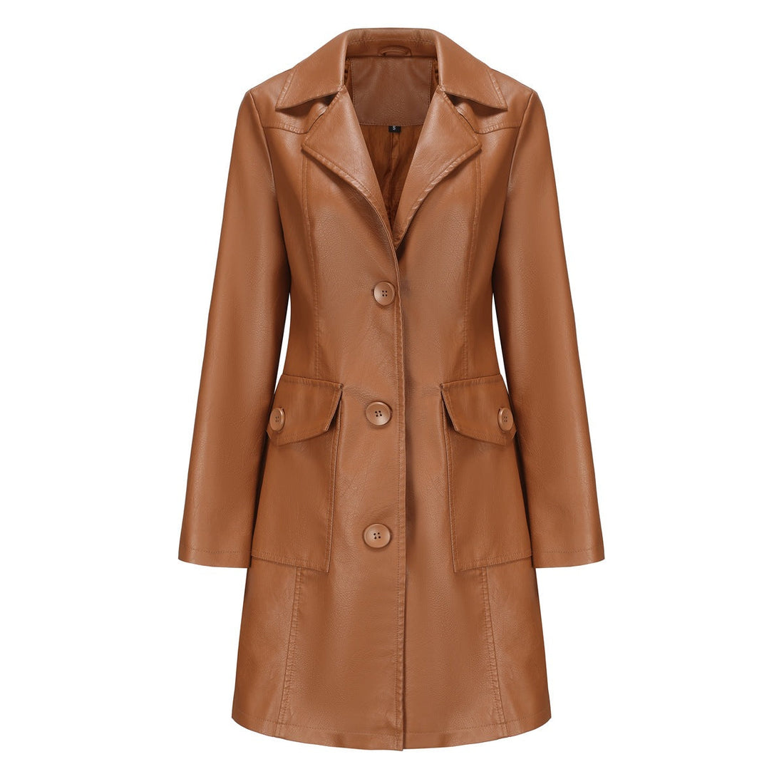 Women’s Long Leather Trench Coat – Fashion Outerwear