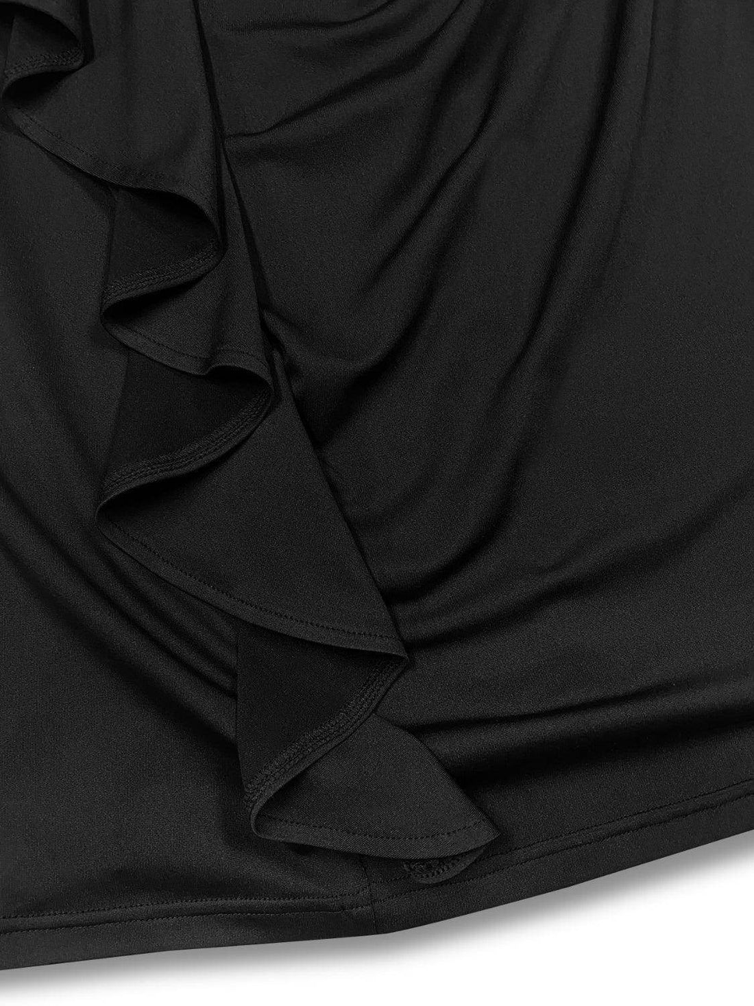 Plus Size Ruffle Trim Round Neck Long Sleeve Dress for Women