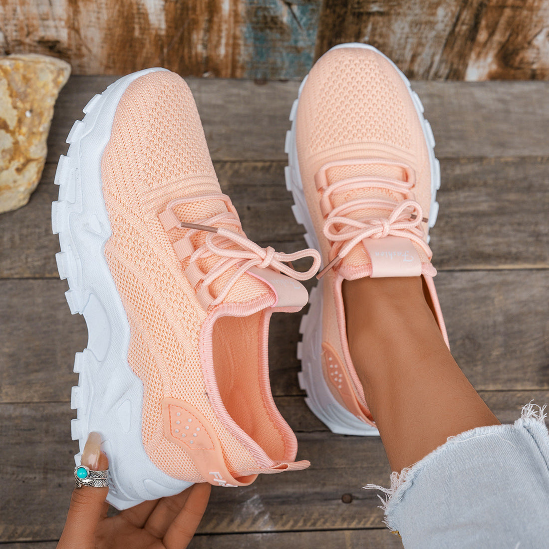 Flyknit Mesh Women's Thin Breathable Sports Casual Shoes