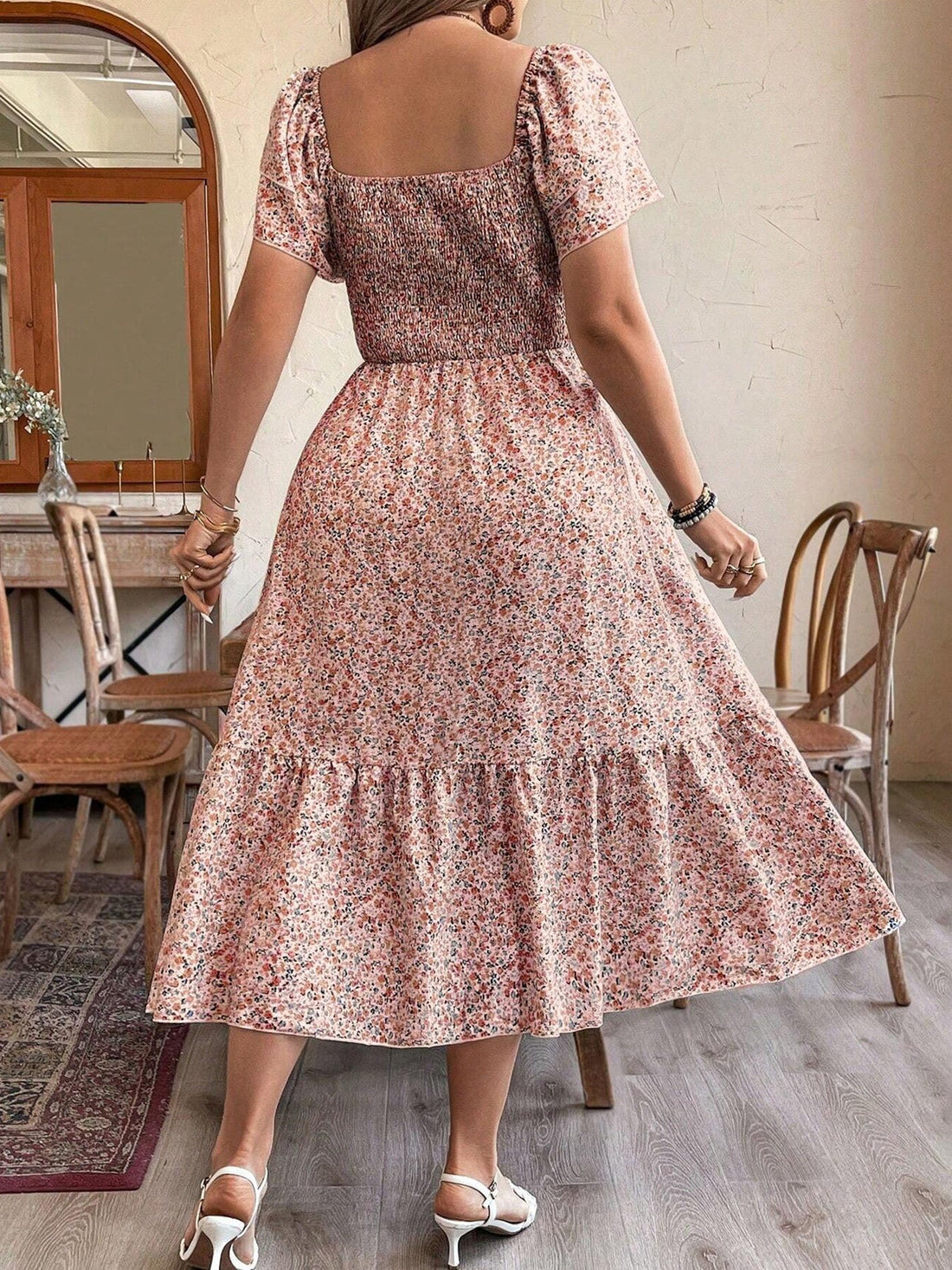 Women's Plus Size Backless Midi Dress – Elegant Pleated Summer Party Dress