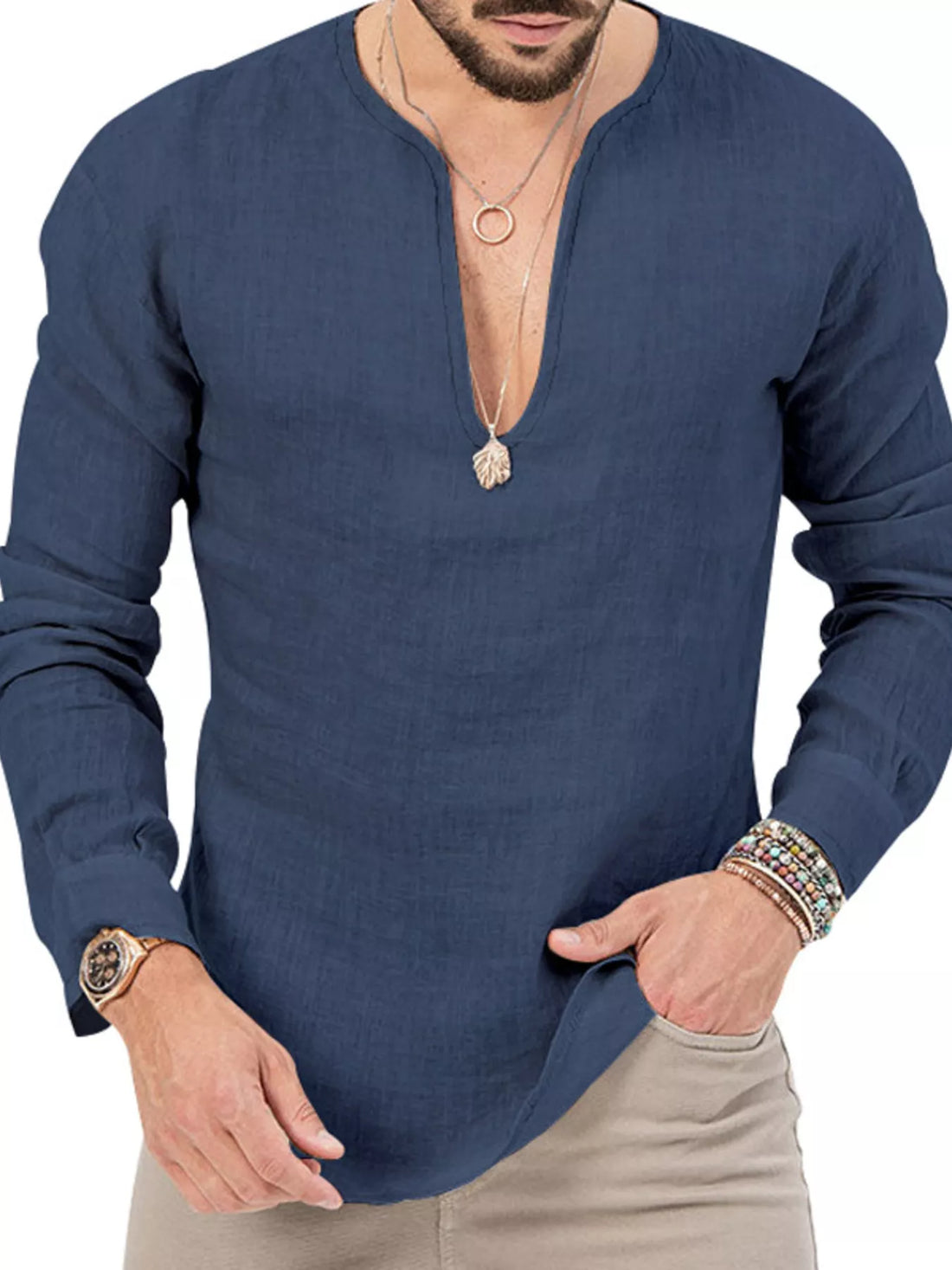 Men's Full Size Slim Fit Long Sleeve Blouse Plus Size