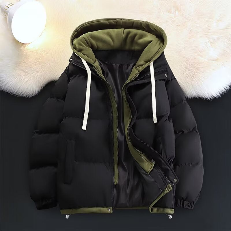 Couples Student Fake Two-Piece Puffer Jacket Cotton Coat