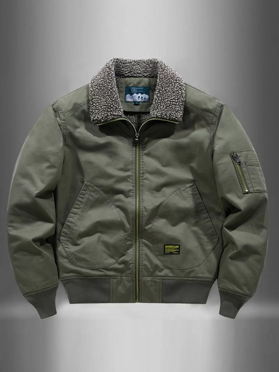 Men's Plus Size Zip Up Fur Collar Jacket