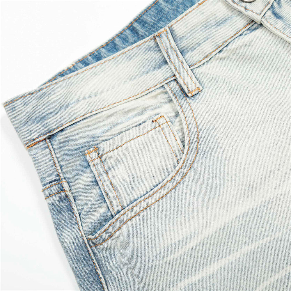 Men’s Vintage Washed Denim Loose Straight Wide Leg Pants