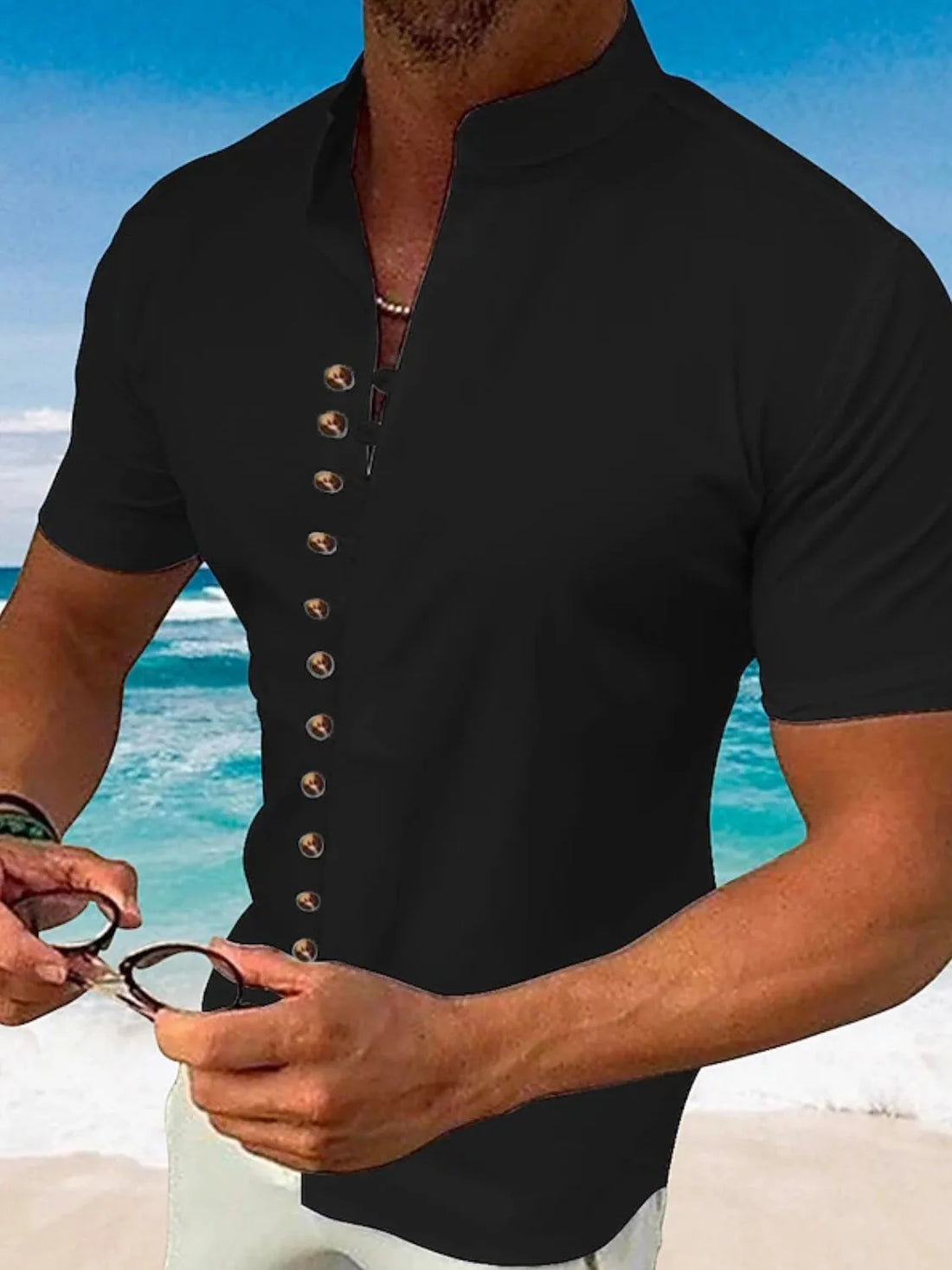 Men's Full Size Button Up Short Sleeve Shirt Plus Size