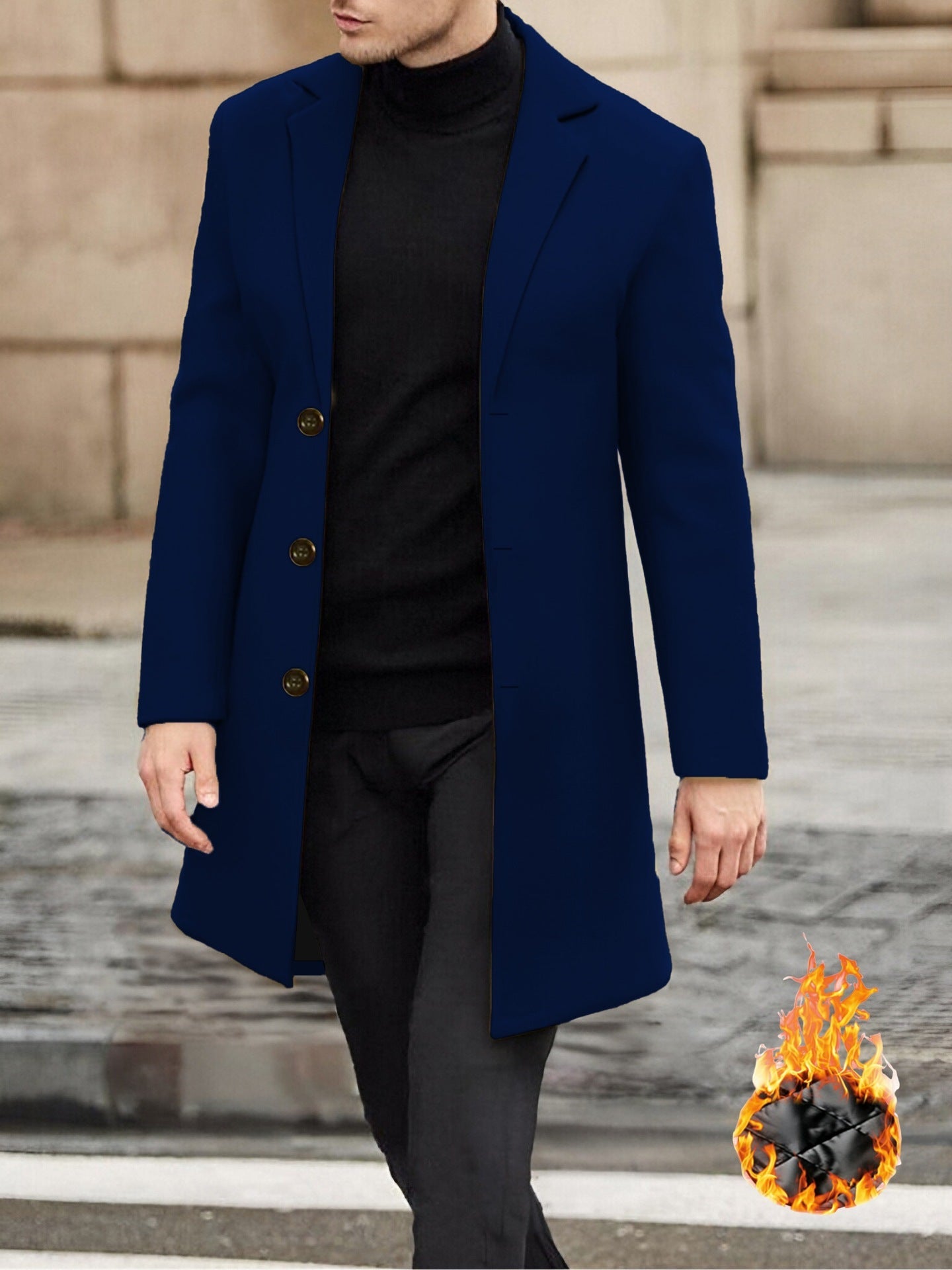 Single Breasted Lapel Windbreaker Woolen Coat