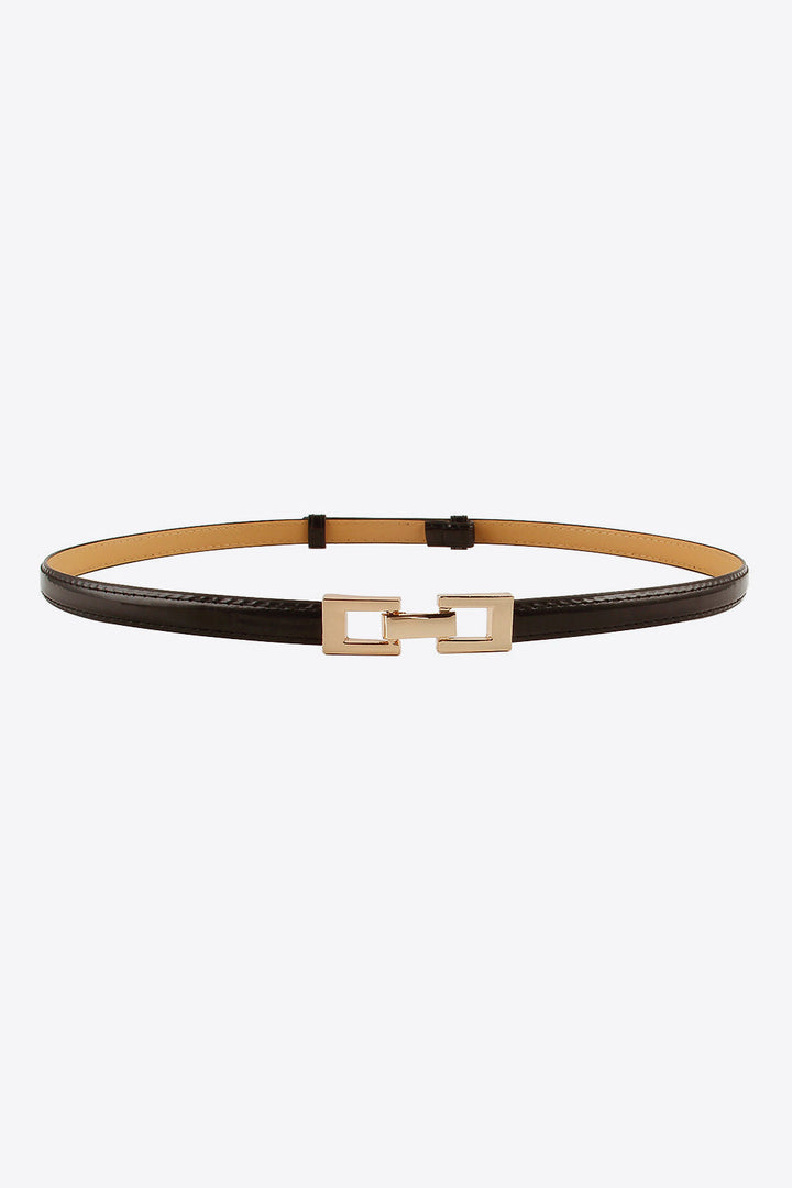 Black White Accessory PU Skinny Belt