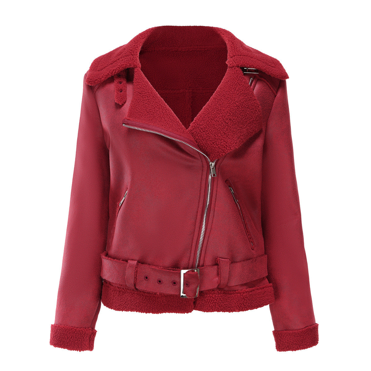 Women's Belt Turn-down Collar Coat