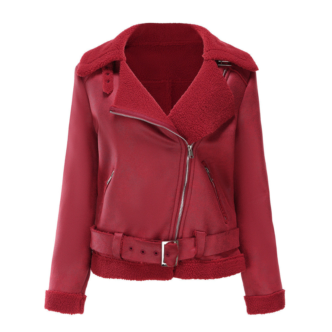 Women's Belt Turn-down Collar Coat