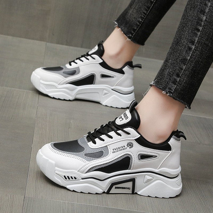 Fashion Spring Reflective Women Sneakers Lace Up Chunky Sneakers Mixed Color Women's Lightweight Casual Everyday Walking Fashion Chunky Sneakers