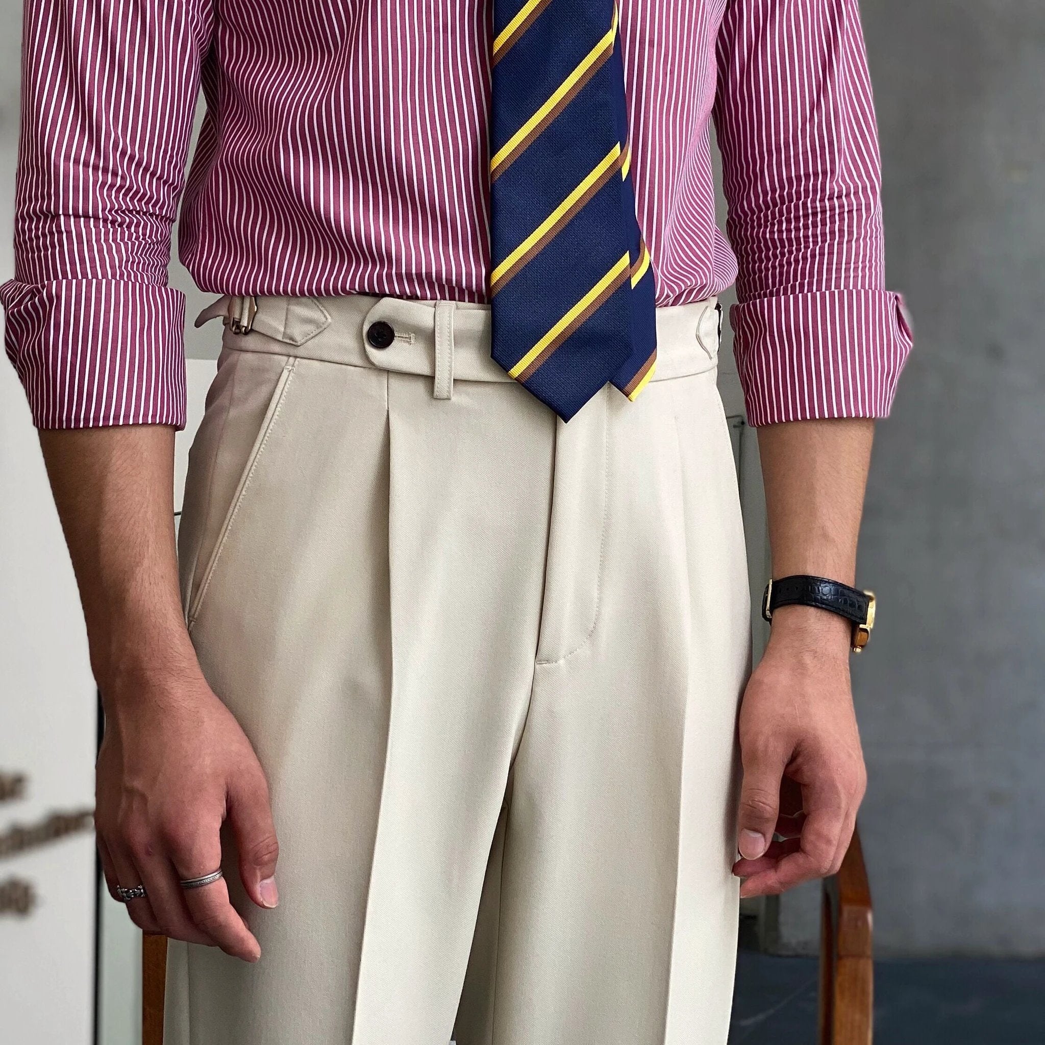 Men's High Waist Business Casual Straight-leg Pants
