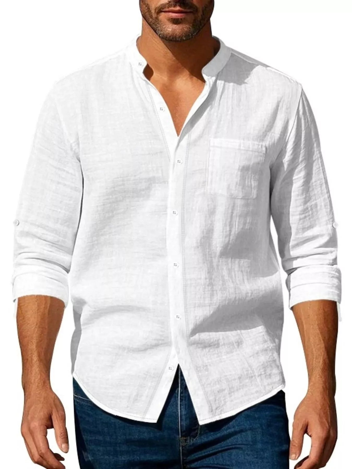 Men's Full Size Button Up Long Sleeve Shirt Plus Size