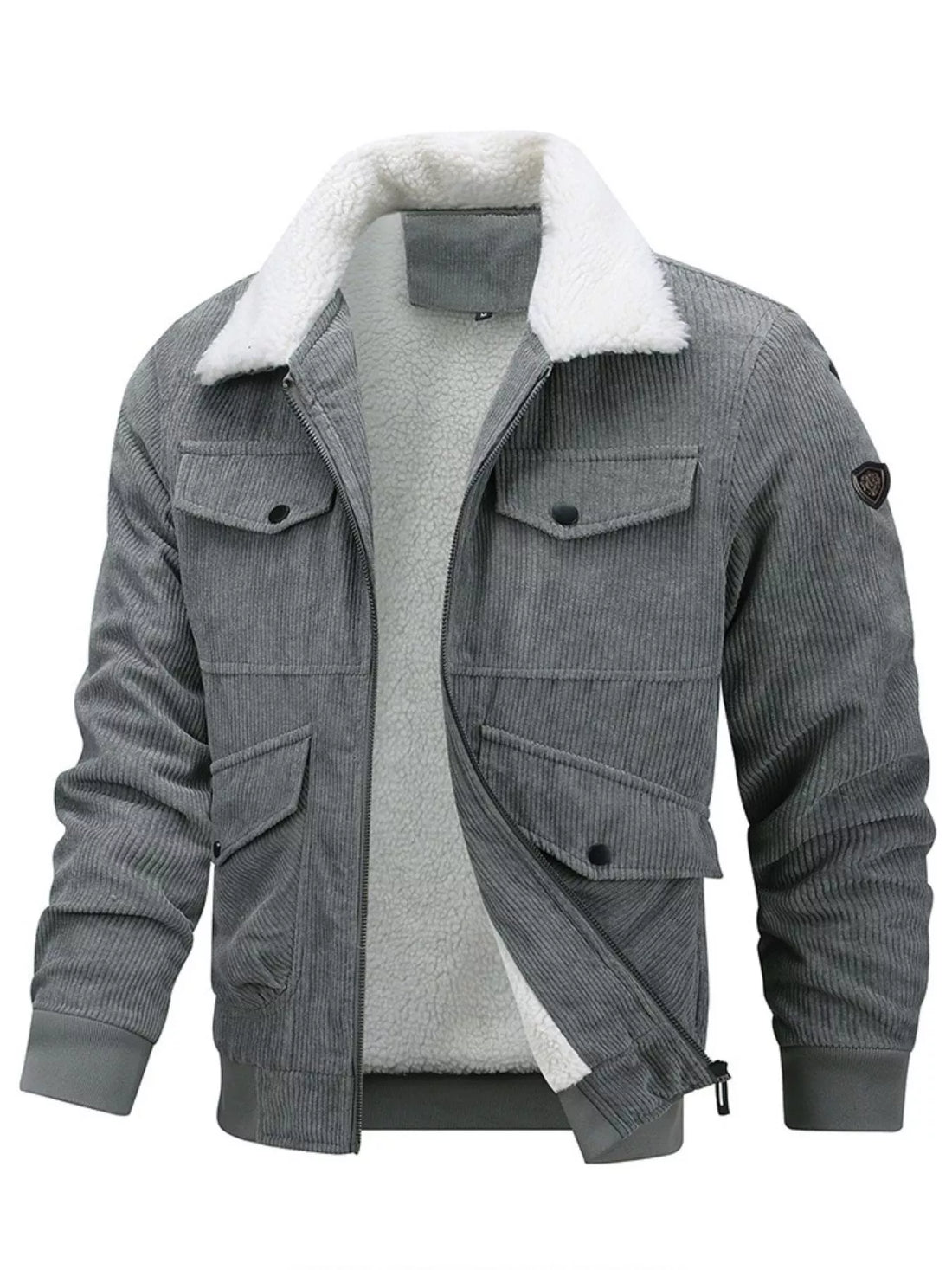 Men's Plus Size Corduroy Sherpa Lined Winter Coat